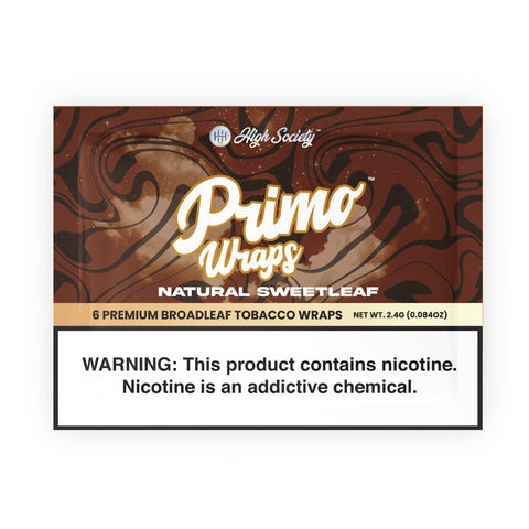 High Society - Primo Broad Leaf Tobacco Wraps - Natural Sweetleaf | Box of 10