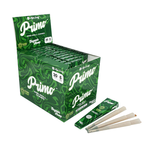 High Society - Primo Organic Hemp Pre-Roll Cones with Filter - King Size - Box of 30 Units