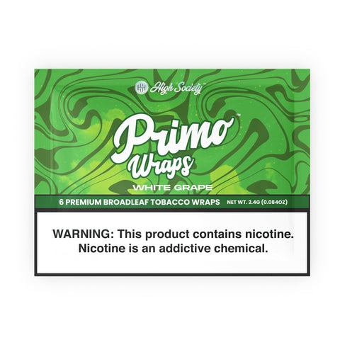 High Society - Primo Broad Leaf Tobacco Wraps - White Grape | Box of 10